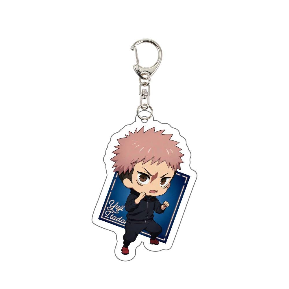 Anime Jujutsu Kaisen Acrylic Keychain Q Version Thinking Pose Itadori Yuji Gojo Satoru Keyring Bag Charm Peripheral Jewelry Gift