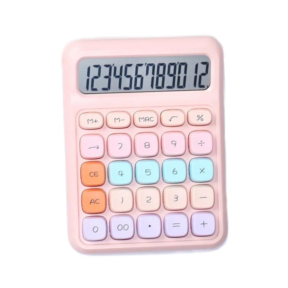 12-digit Electronic Calculator Candy Color Mini Keyboard Calculator Silicone Button Cartoon Math Calculators School Supplies