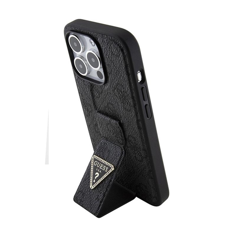 Guess Grip Stand 4G Triangle Strass Logo - Etui Iphone 15 Pro Max (Czarny)