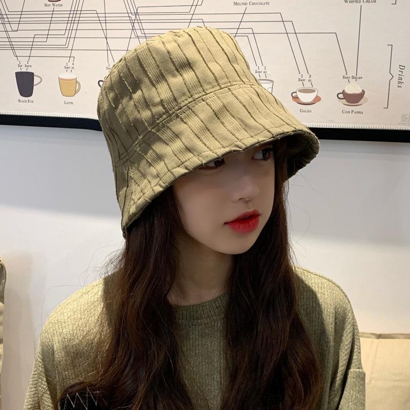 New Spring Double-sided Striped Bucket Hat Female Versatile Casual Student Bucket Hat Tide Basin Hat