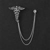 Men's Korean Style Eagle Guitar Brooch with Rhinestone Chain Badge