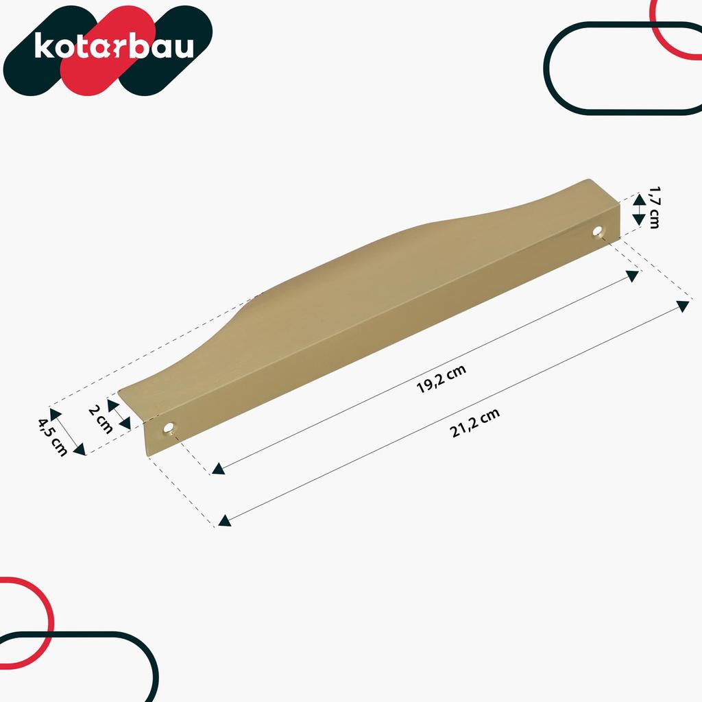 Kotarbau® Modern Edge Furniture Handle Aluminum Matte Gold 192 / 212 Mm Set Of 10