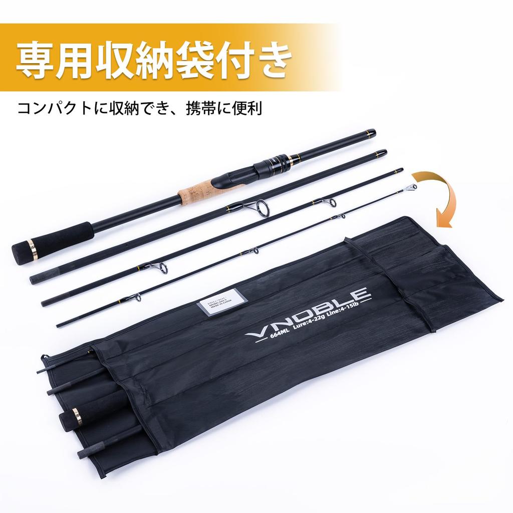 Goture Spinning Rod, 1.98m 6ft, EVA Grip, 4-Section Carbon Fiber, Lightweight, Portable, for Saltwater and Freshwater Fishing, Sea Bass, Egging