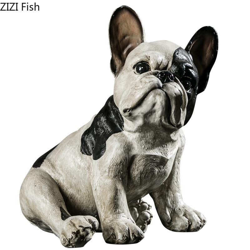 Creative French Bulldog Statue Desk Decoration Exquisite Puppy Ornaments Simulation Animal Resin Sculpture Room Aesthetic Decor
