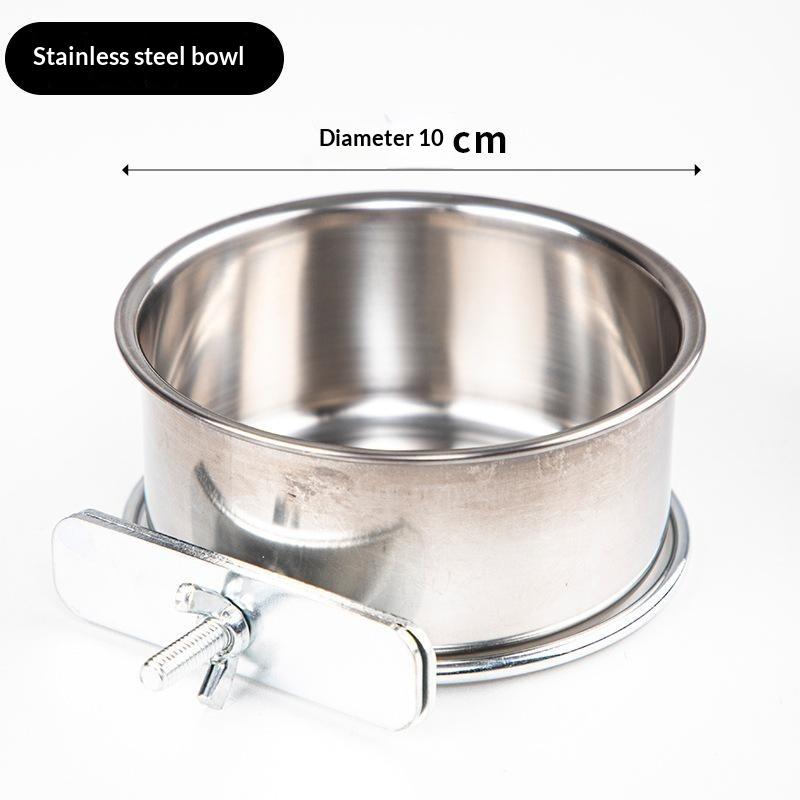Hanging Cage Bowl For Pet Birds Anti-Turnover Stainless Steel Feeding Food Drinking Feeder Dish Clamp-On Water Drinker Cage Cup