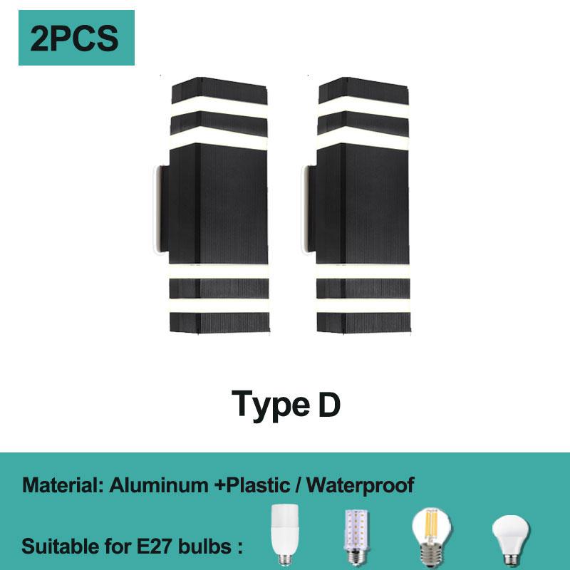 אורות קיר עמיד למים E27 ראש כפול Led מנורת קיר לבית מודרני פנים סלון מדרגות תאורת קישוט חיצוני