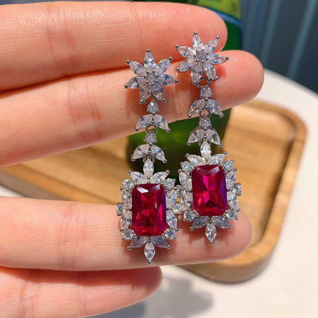 Color Simulation Jewelry Earrings Fashionable Paraiba Emerald Women Live Streaming