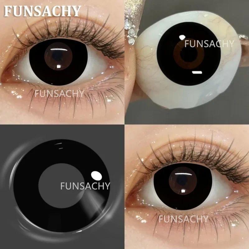 FUNSACHY 2pcs Blind White Contact Lenses for Cosplay Colored Black Contact Lens Red Color Eye Makeup for Halloween Beauty Pupils