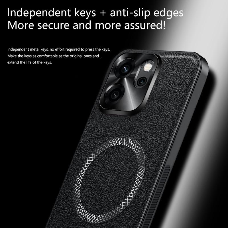 För Oppo Reno 14F 14 F Fodral Magnetiskt Elegant Läder Slitstark Lins Helt Täckande Halkfritt Grepp Kant Skydd Skal