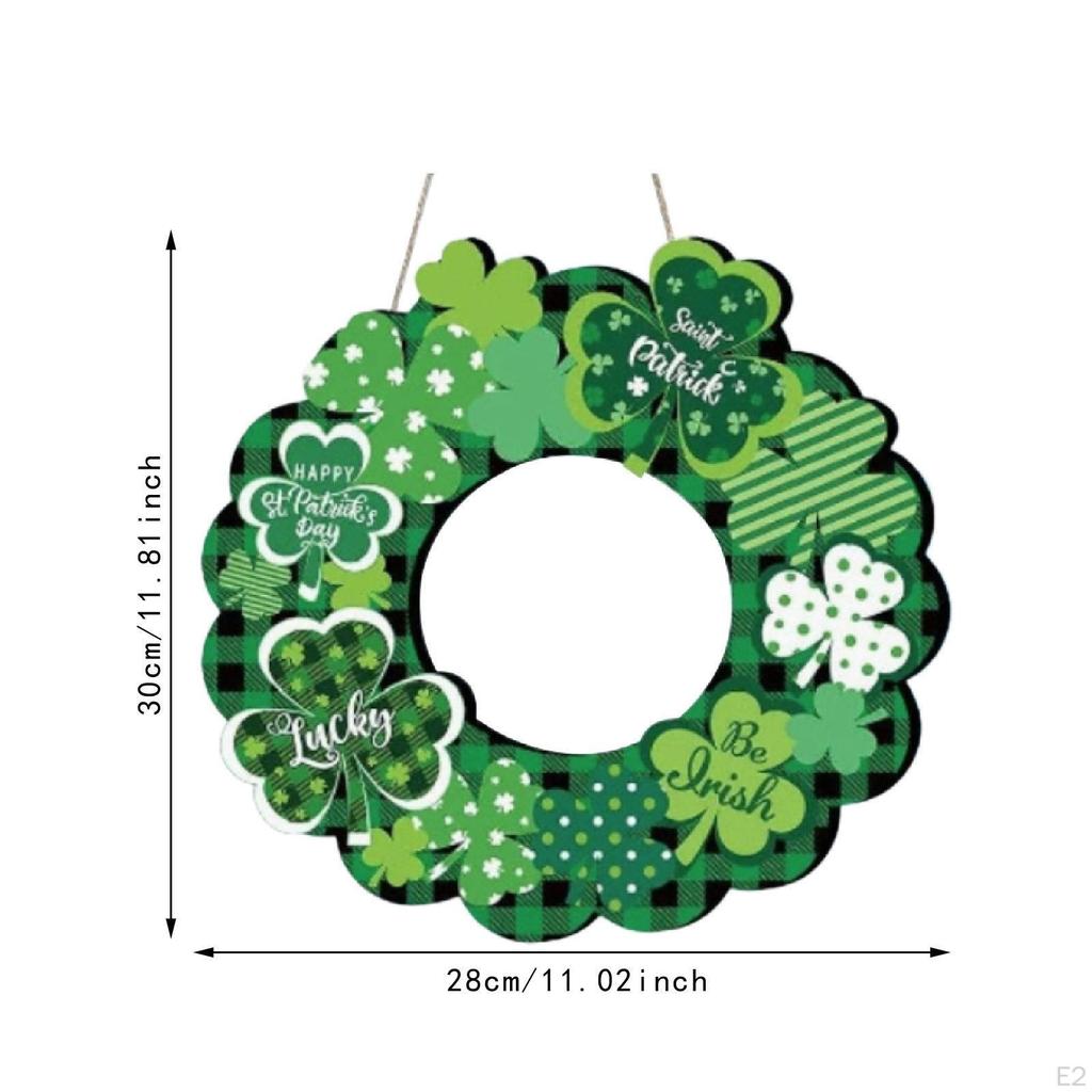 Wooden ST Patrick's Day Wreath Front Door Sign, Holiday Shamrock Festival Celebration