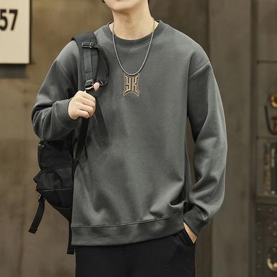 Autumn New Sweatshirt Men's Embroidered Pullover Basic Simple Retro Versatile Fashion Sports Casual Tops for Men