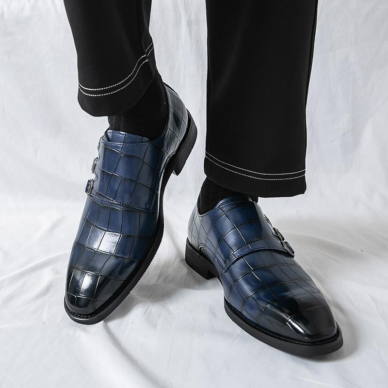 New Britain Fashion Pointed Belt Buckle All Match Shoes For Men Casual Monk Strap Loafers Formal Dress Footwear