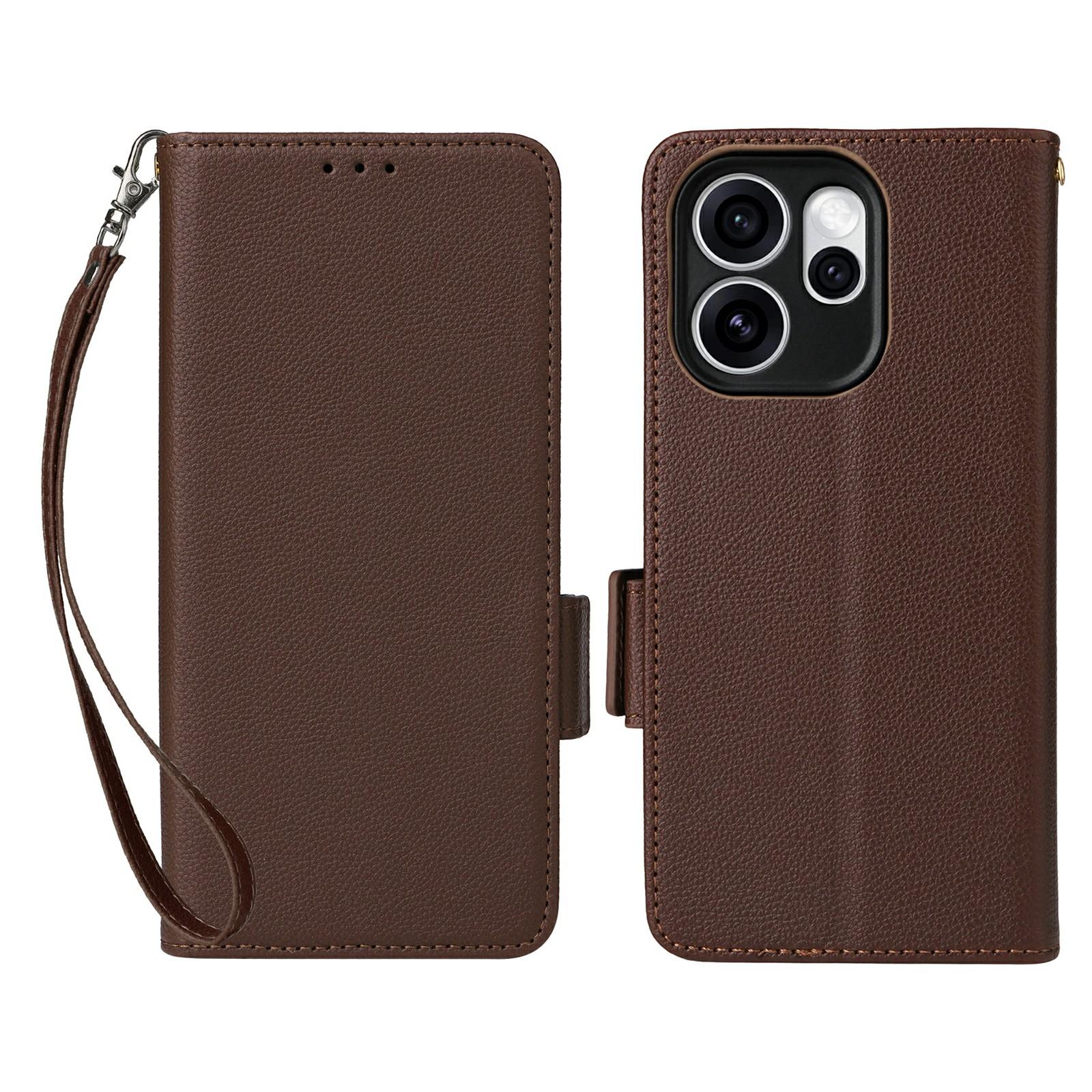 Phone Case For Oppo Reno15 Pro Max 5G (Global)/Reno15 Pro 5G (China) Litchi Texture Wallet Leather Phone Cover with Wrist Strap