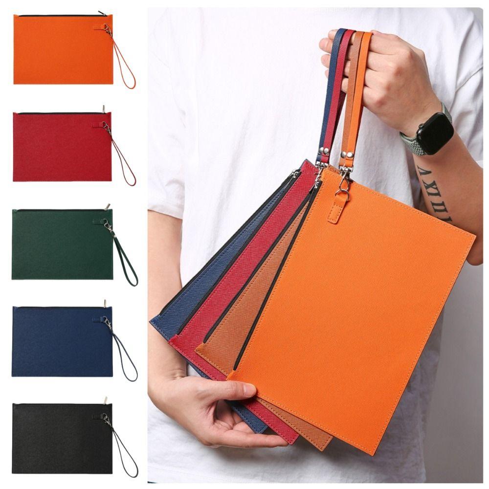 Simple A4 Imitation Leather File Folder Data Contract Bill File Bag  Stationery Storage