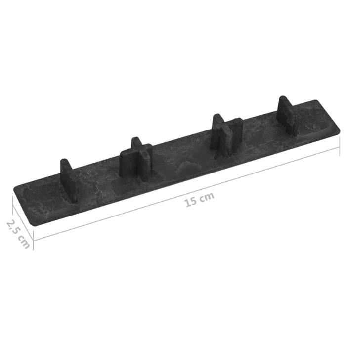 Patio End Caps - vidaXL - Set of 10 - Plastic - Black - 15 X 2.5 Cm
