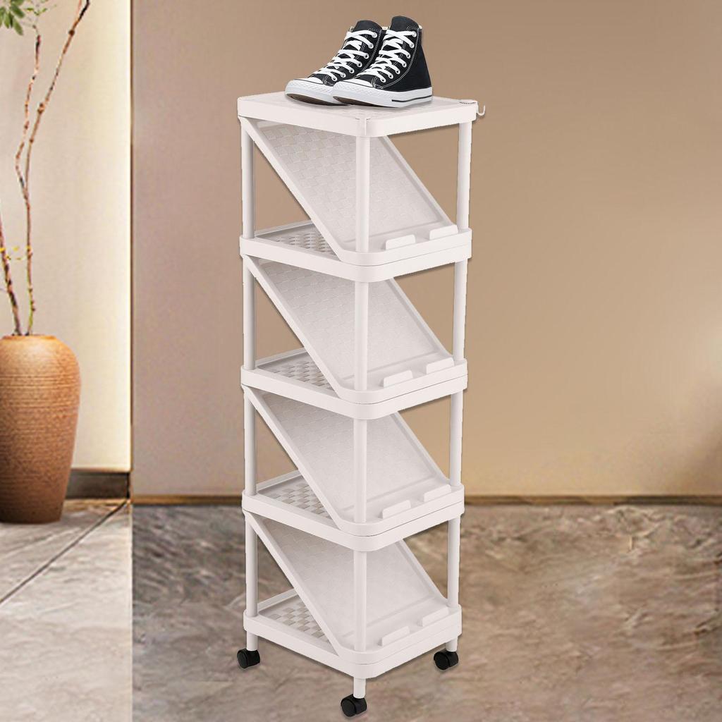 Shoe Cabinet 9 Layers Saving Space Hanger for Front Door Corner Hallway White