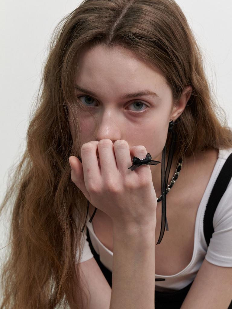 Love Me Monster Sheer Cute Ribbon Chain Ring (L241Mri070)