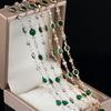 1meter Green Round Glass Beads Chain Crystal Bead Copper Stick Chains for DIY Necklace Bracelet Making Jewelry Findings Supplies
