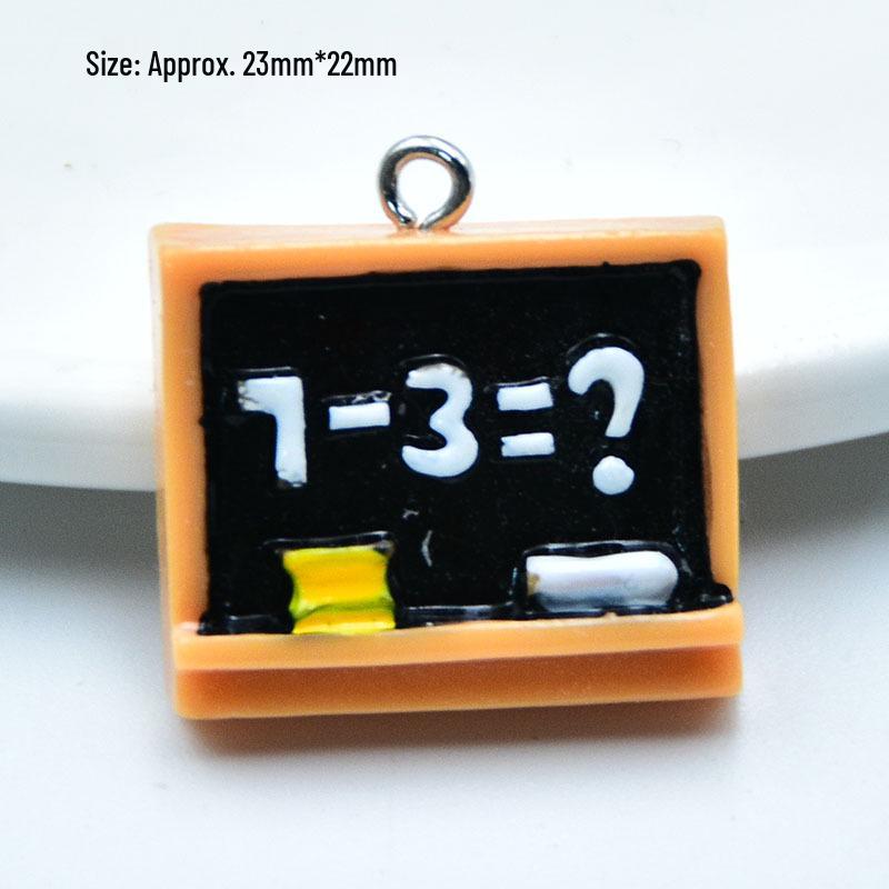 Resin Simulation Blackboard Book Pencil Bag Keychain Pendant DIY Jewelry Accessories