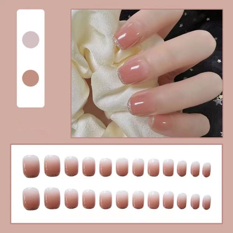 

Gradient Gold-Edged Bean Paste Nail Patches - Wearable Bridal Style Manicure