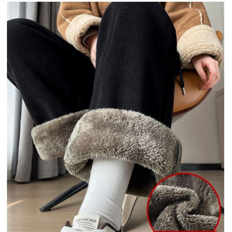 

Вельветовые брюки из овечьей шерсти с широкими штанинами для женщин на осень и зиму, больших размеров, очень толстые, прямого кроя XXXL