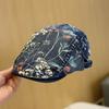 WTEMPO Retro Simple Casual Floral Printed Denim Berets Women All Match Ethnic Style Solid Color Cotton Kepi Hats