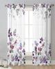 Country Style Leaves Robin Sheer Curtains for Living Room Decoration Window Curtains for Kitchen Tulle Voile Organza Curtains