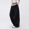 Lace Splicing Jazz Dancing Fart Curtain Pants Niche Loose and Thin Black Sports Casual Wide-leg Pants Black Wide-leg Pants