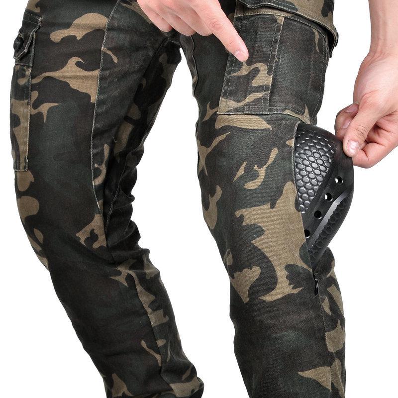 Men's Camouflage Motorcycle Jeans: Slim Fit, Multi-Pocket, Four Seasons, Anti-Fall Riding Pants.