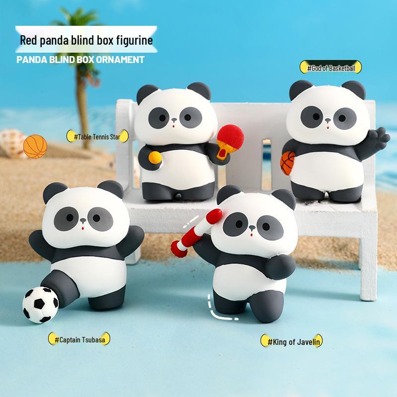 Graceful Sports Panda Blind Box Figurine - Office Desk Ornament & Gift