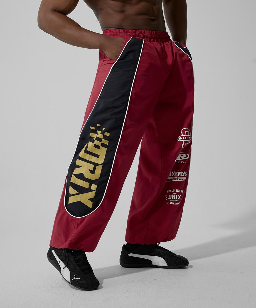 DRIX Color Block Piping Racing Pants_Red
