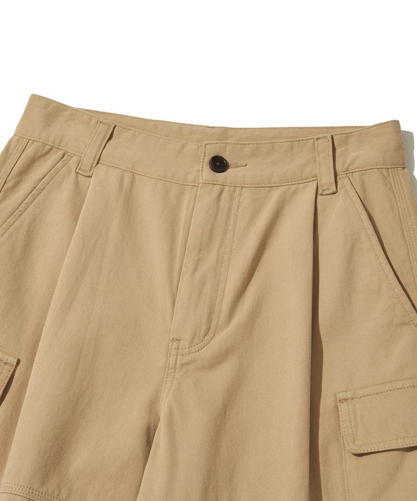 URBANDTYPE Bronx Bio-Washed 3/4 Cargo Pants_Beige