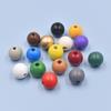 50pcs 16mm Colorful Round Wooden Beads Natural Wood Bead Wood Spacer Loose Beads or Bracelet Necklace Earring Jewelry Making