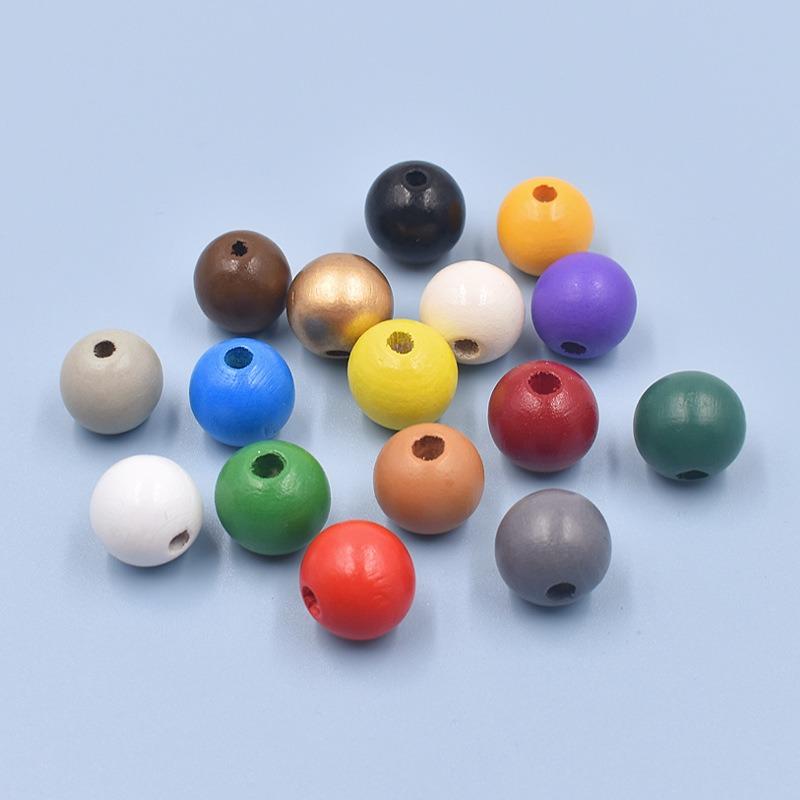 50pcs 16mm Colorful Round Wooden Beads Natural Wood Bead Wood Spacer Loose Beads or Bracelet Necklace Earring Jewelry Making