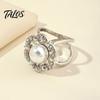 Decorative Scarf Holder Retro Flower Ring, Faux Pearl Rhinestone Clip, Vintage Ring Elegant Silk for Women Neckerchiefs Shawls Shirts