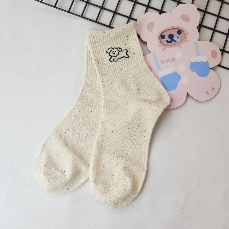 Socks for Girls, Spring and Autumn Animals, Cartoon Women, Mid-calf Socks, Sports Socks, White Socks, Cute Ladies