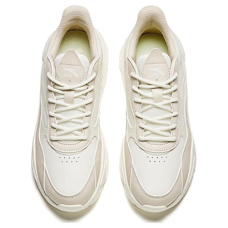 Anta Millennial Generation Comfortable Slip Resistant Abrasion Resistant Low Top Casual Shoes Women's Ecru Sneakers 922348826-6