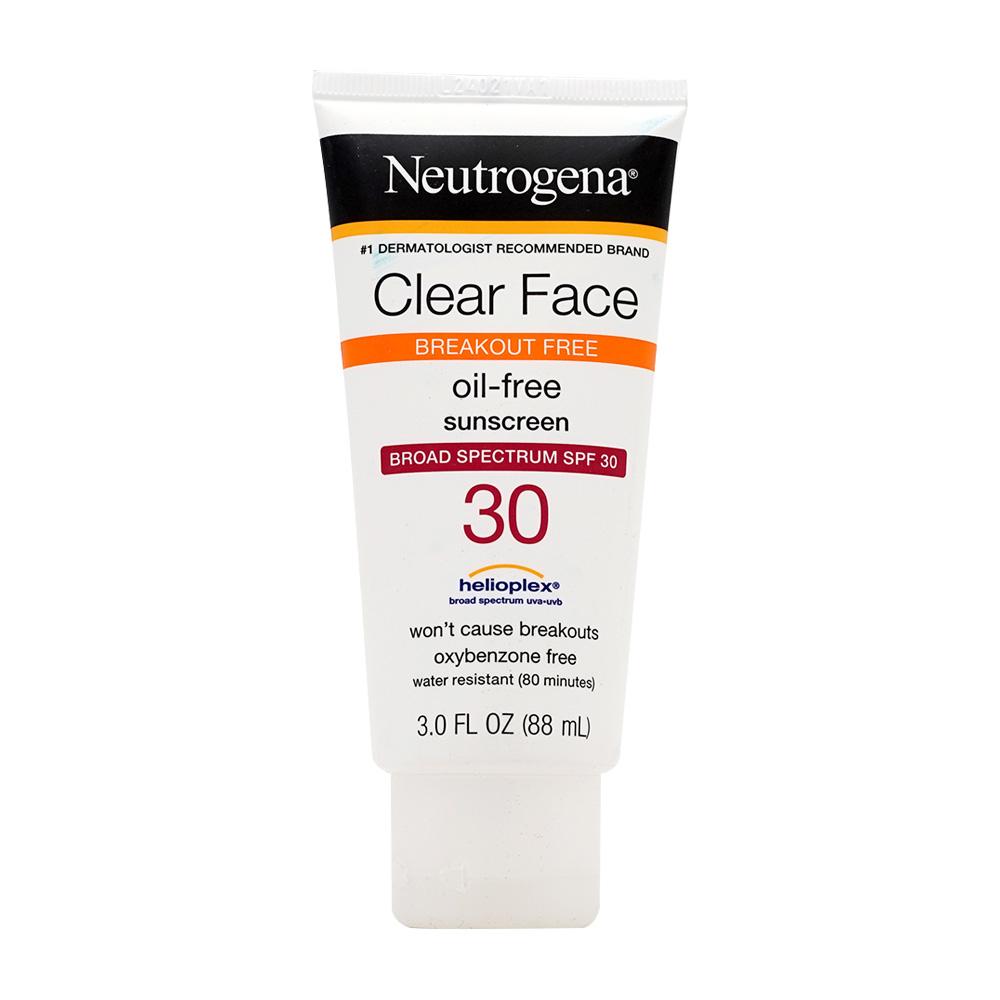 Clear Face Breakout Free Oil-Free Sunscreen Broad Spectrum SPF 30, 3 fl oz