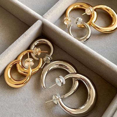 Minimalist C-Shaped Hoop Earrings for Women - European & American Summer Style
