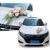 Wedding Car Decoration 7Pieces Set with Realistic Artificial Flower for Car Decors included Rearview Mirror and Doorknob