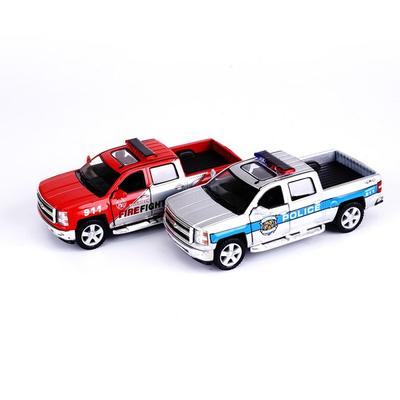 Kinsmart Chevrolet Silverado Diecast Police + Firefighter Set, colores mezclados, juguetes coreanos populares, juguetes coreanos populares