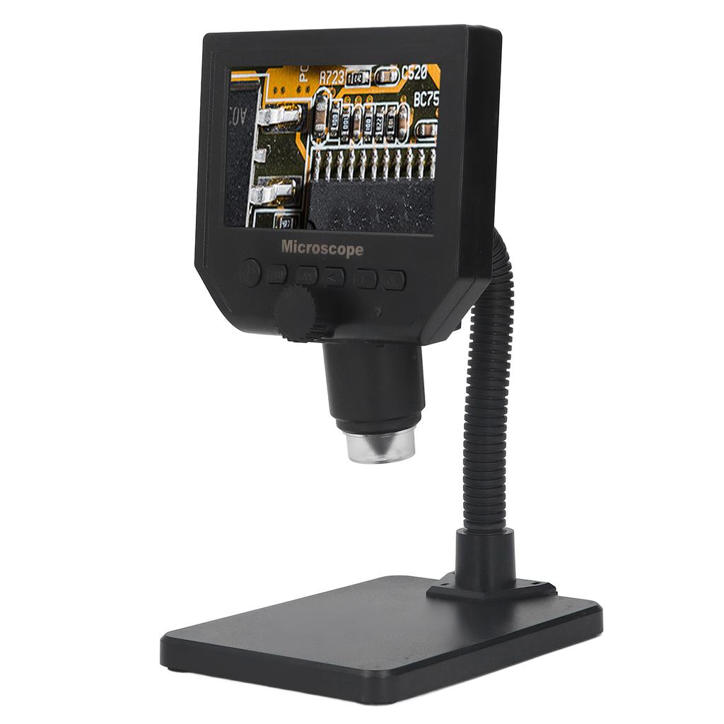 Digitales USB-Elektronenmikroskop mit 4,3-Zoll-HD-Display, 600-fache Vergrößerung, 3,6 MP, mit LED-Beleuchtung für PCB-Löten, Leiterplatte