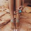 Turquoise Water Drops Anklet Ladies Retro Ethnic Style Jewelry Fashion Foot Decoration