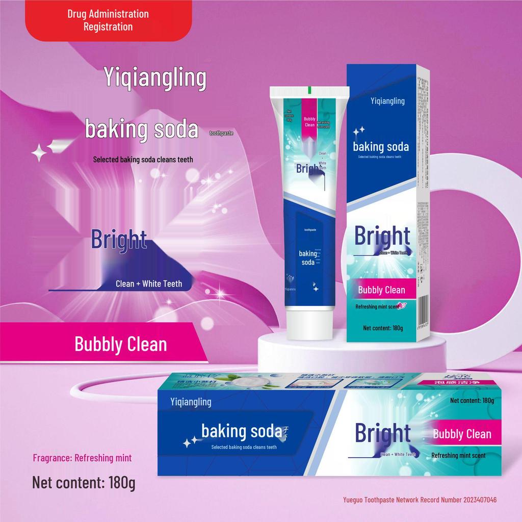 Whitening Baking Soda Toothpaste for Yellow Stain and Bad Breath Removal - Fresh Breath for Adults