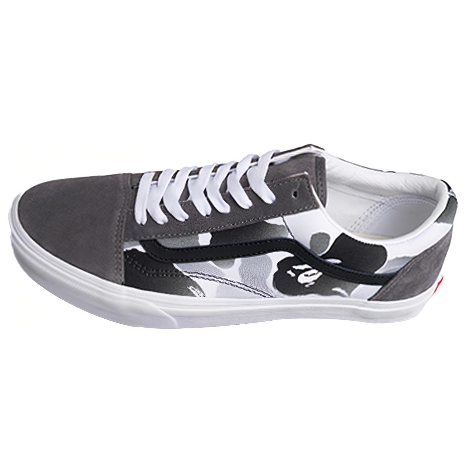 A BATHING APE X Vans Old Skool Скейтбордические кроссовки Унисекс Низкие Серый/Белый VN0A4OE22DR 36