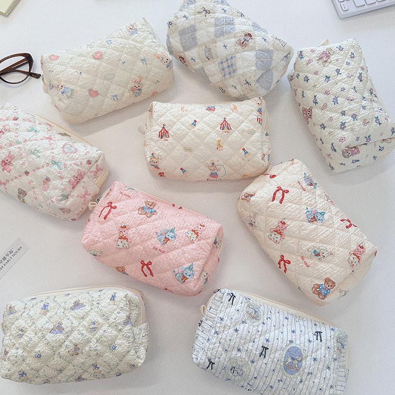 Cute Cartoon Print Women'S Cosmetic Bag Portable Ladies Makeup Case Travel Storage Bags Casual Female Clutch Purse