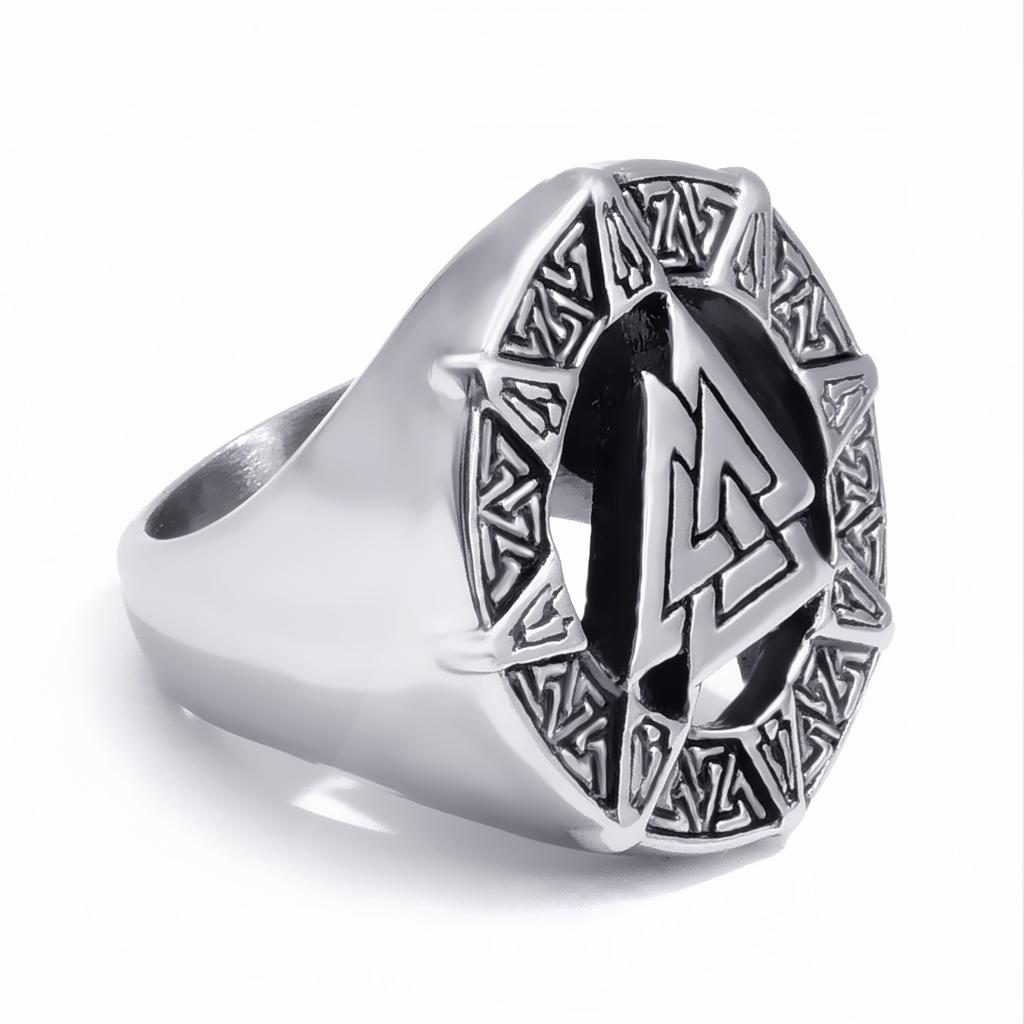 Anello vintage con rune vichinghe semplici in acciaio inossidabile 316L