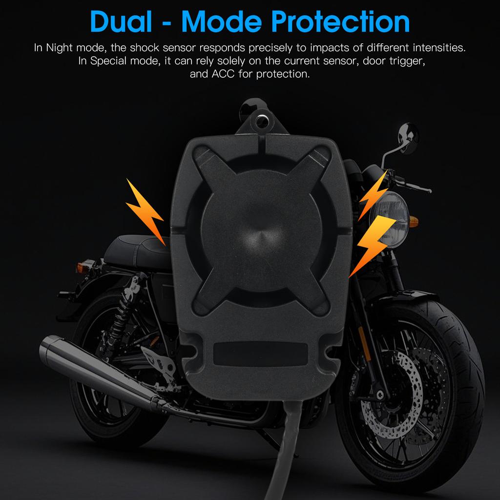 Motorcycle Security Kit, Anti Theft Car Device Alarm System with Remote, Sound Alert, Vibration Sensor and Current