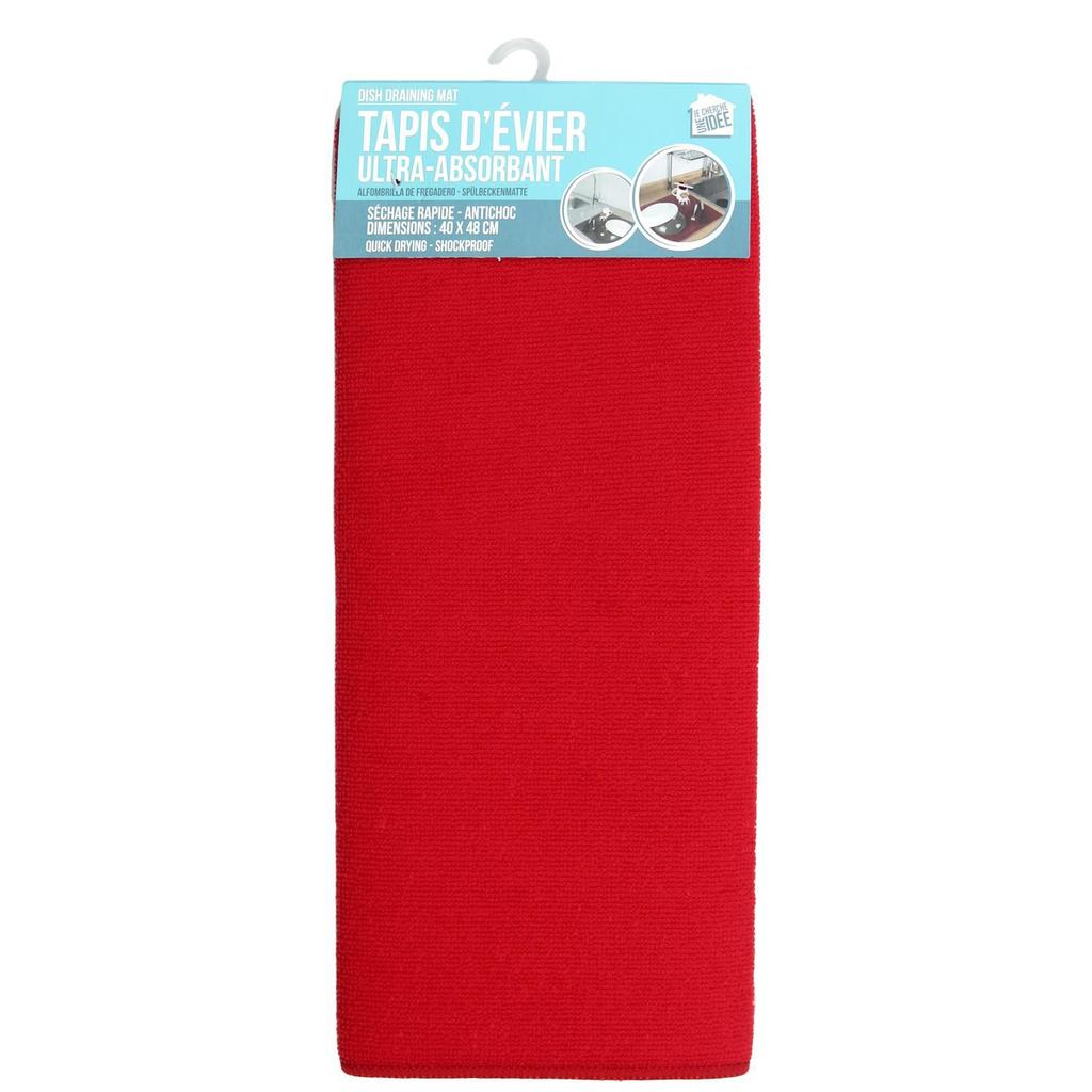 DISH DRAINER 48x40cm MICROFIBER Red