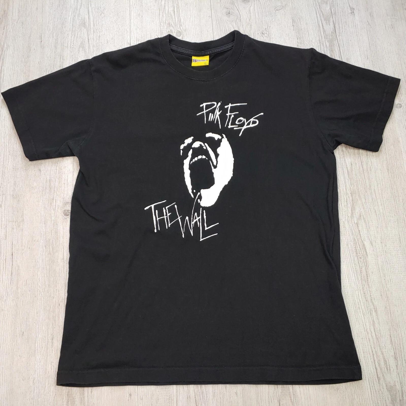Pink Floyd The Wall 100% Cotton T-shirt Mens Tees Top Men s Size L Band Graphic Rock Tee Black Crewneck S